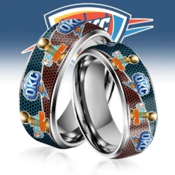 Gleammerch Oklahoma City Thunder NBA Silver Tungsten Rings Gift For Fans
