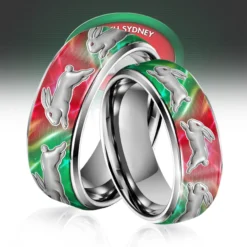 Gleammerch South Sydney District Silver Tungsten Rings Gift For Fans