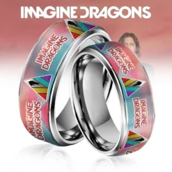 Gleammerch Imagine Dragons Silver Tungsten Rings Gift For Fans