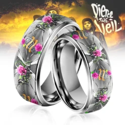 Gleammerch Pierce The Veil Silver Tungsten Rings Gift For Fans