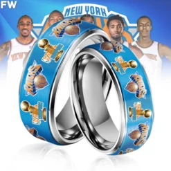 Gleammerch New York Knicks x NBA Silver Tungsten Rings Gift For Fans - Style 2