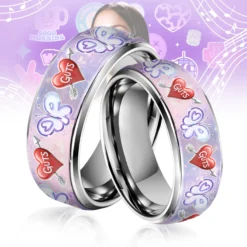 Gleammerch Olivia Rodrigo Silver Tungsten Rings Gift For Fans