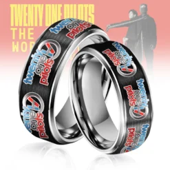 Gleammerch Twenty One Pilots Silver Tungsten Rings Gift For Fans