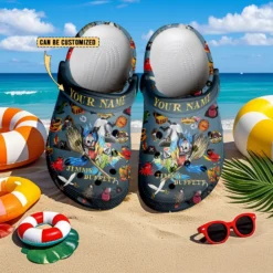 Gleammerch Jimmy Buffett x Halloween Crocs Crocband Clogs Shoes Comfortable For Men Women and Kids