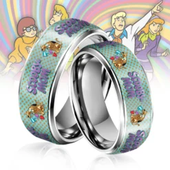 Gleammerch Scooby Doo x Mother's Day Silver Tungsten Rings Gift For Fans
