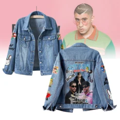 Gleammerch Bad Bunny Music Denim Jacket Gift For Fans