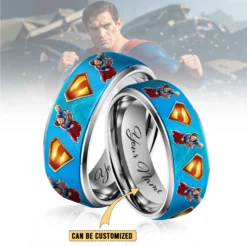 Gleammerch Superman Silver Tungsten Rings Gift For Fans