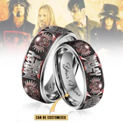 Gleammerch Motley Crue Silver Tungsten Rings Gift For Fans