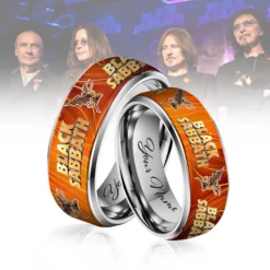 Gleammerch Black Sabbath Silver Tungsten Rings Gift For Fans