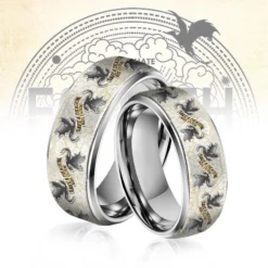 Gleammerch Fourth Wing Silver Tungsten Rings Gift For Fans