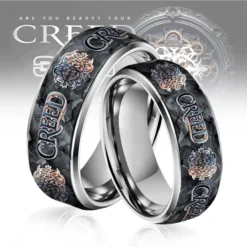 Gleammerch Creed Band Silver Tungsten Rings Gift For Fans