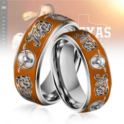 Gleammerch Texas Longhorns x USA Softball Silver Tungsten Rings Gift For Fans