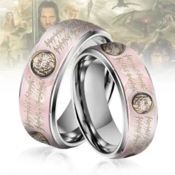 Gleammerch The Lord of the Rings Silver Tungsten Rings Gift For Fans