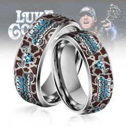 Gleammerch Luke Combs Silver Tungsten Rings Gift For Fans