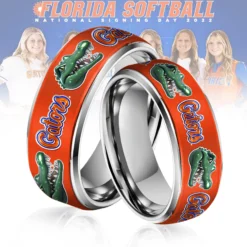 Gleammerch Florida Gators x USA Softball Silver Tungsten Rings Gift For Fans