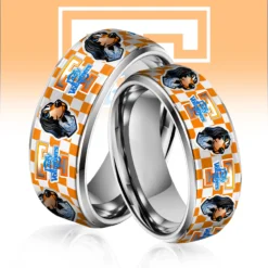 Gleammerch Tennessee Lady Volunteers x USA Softball Silver Tungsten Rings Gift For Fans