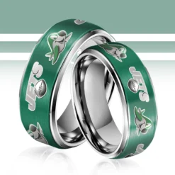 Gleammerch New York Jets Silver Tungsten Rings Gift For Fans