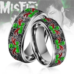 Gleammerch Misfits Band Silver Tungsten Rings Gift For Fans