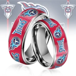 Gleammerch Tennessee Titans Silver Tungsten Rings Gift For Fans