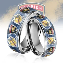 Gleammerch Florida Panthers Silver Tungsten Rings Gift For Fans - Style 2