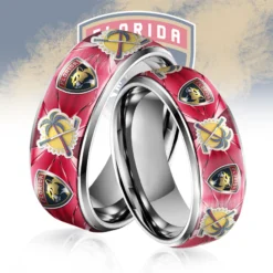 Gleammerch Florida Panthers Silver Tungsten Rings Gift For Fans