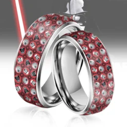 Gleammerch Star Wars Movies Silver Tungsten Rings Gift For Fans