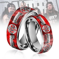 Gleammerch Pantera Band Silver Tungsten Rings Gift For Fans