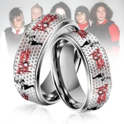 Gleammerch My Chemical Romance Silver Tungsten Rings Gift For Fans