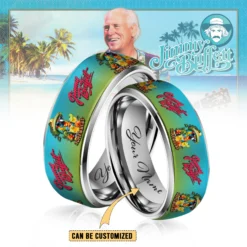 Gleammerch Jimmy Buffett Silver Tungsten Rings Gift For Fans