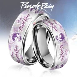 Gleammerch Prince Music Silver Tungsten Rings Gift For Fans