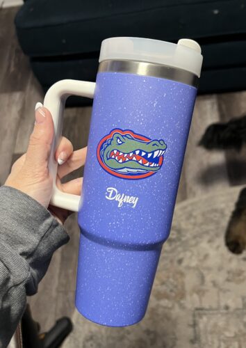 Click to view full screen Gleammerch Florida Gators Custom Stanley Quencher 40oz Stainless Steel Tumbler With Handle photo review
