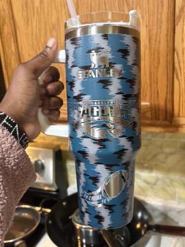 Click to view full screen Gleammerch Philadelphia Eagles Custom Stanley Quencher 40oz Stainless Steel Tumbler With Handle photo review