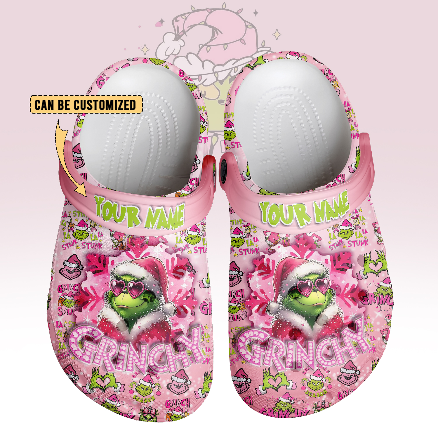 Gleammerch The Grinch x Christmas x Pink October Crocs Crocband Clogs Shoes Comfortable For Men Women and Kids