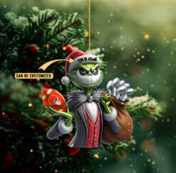 Gleammerch Cleveland Browns The Grinch x Jack x Christmas Acrylic Ornament Gift For Fan