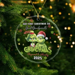 Gleammerch The Grinch x Christmas Glass Ornament Gift For Fan - Style 4