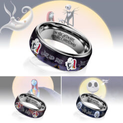 Gleammerch The Nightmare Before Christmas x Halloween Silver Tungsten Rings Gift For Fans