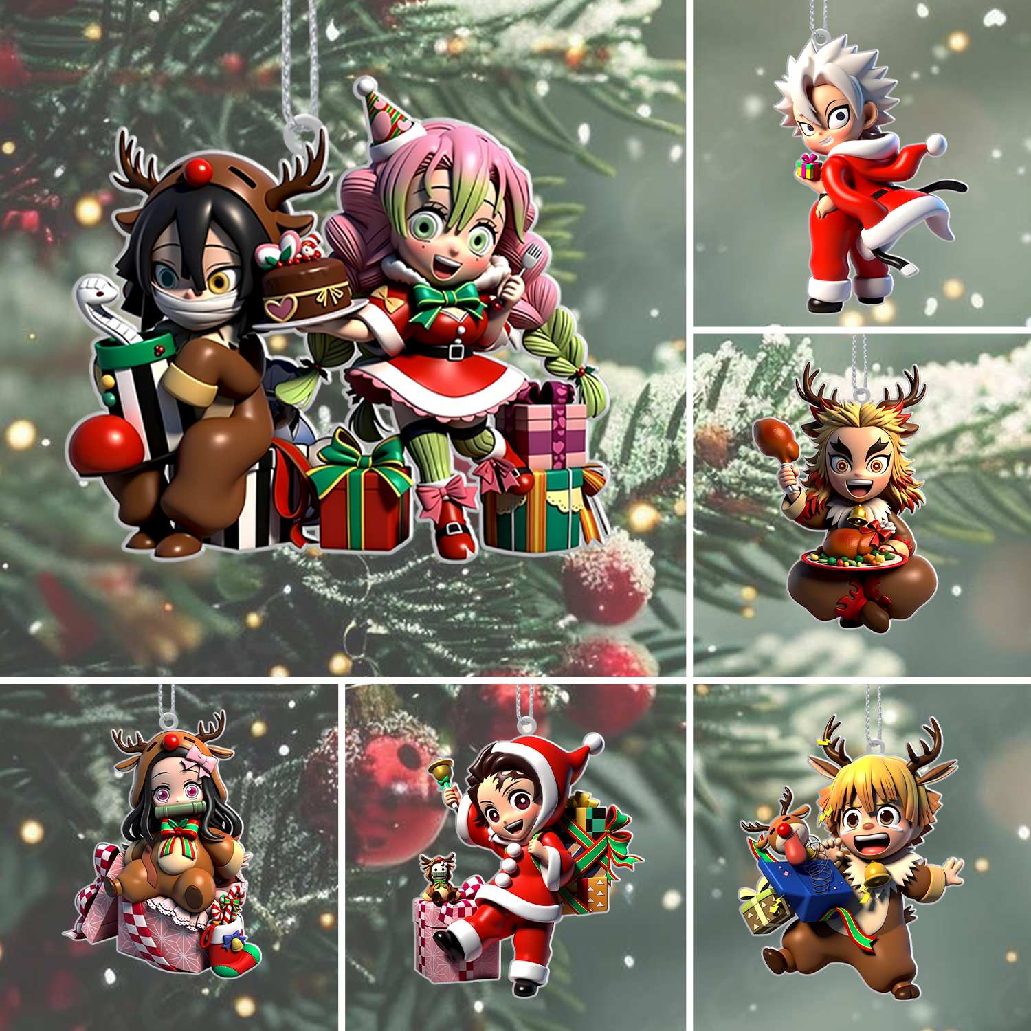 Gleammerch Demon Slayer x Christmas Acrylic Ornament Gift For Fans