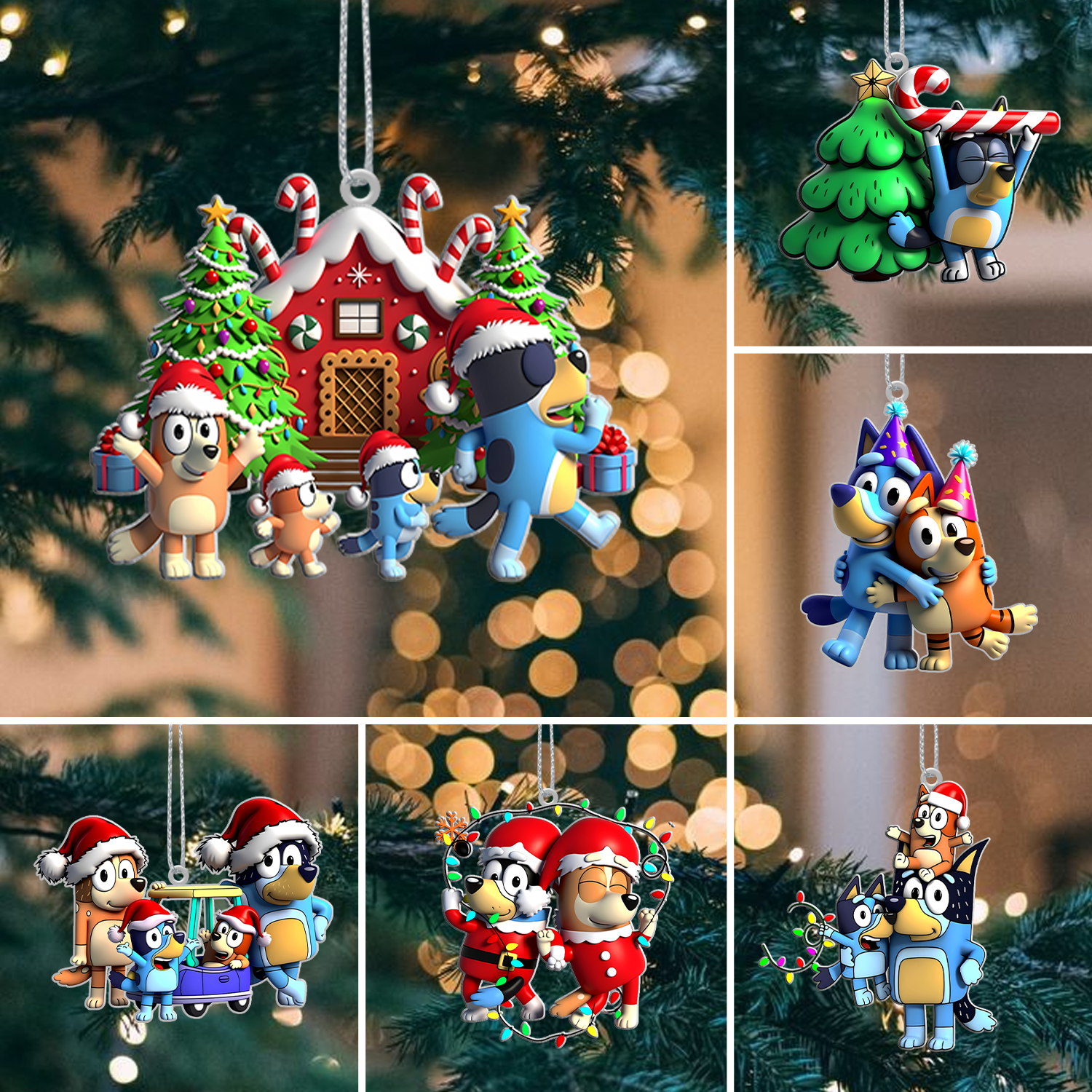 Gleammerch Bluey x Christmas Acrylic Ornament Gift For Fans