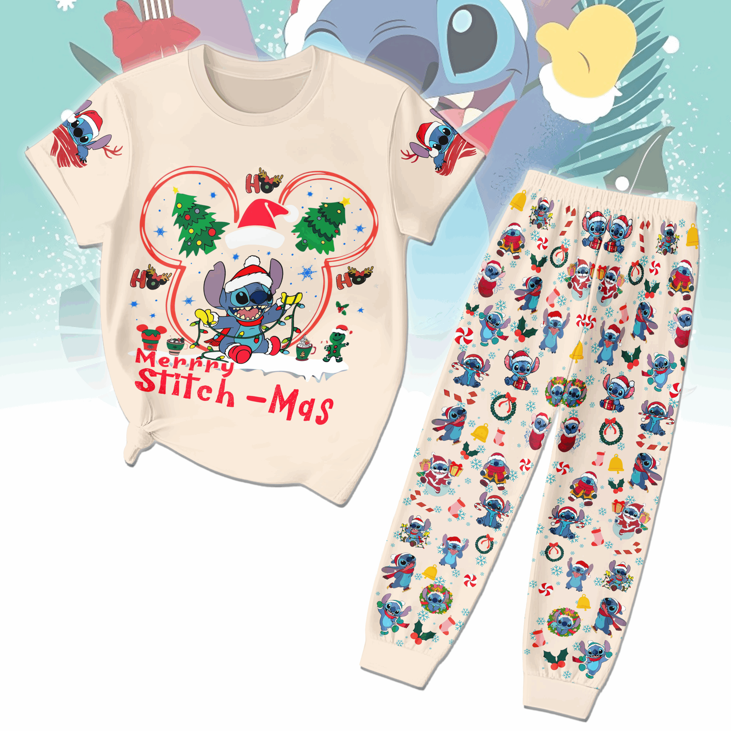 Gleammerch Stitch x Christmas Pajamas Full Set Gifts For Fans