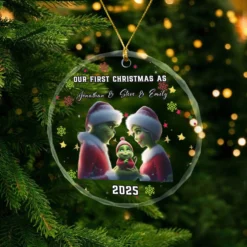 Gleammerch The Grinch x Christmas Glass Ornament Gift For Fan - Style 2