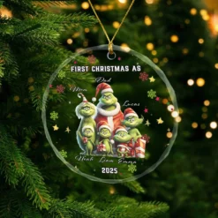 Gleammerch The Grinch x Christmas Glass Ornament Gift For Fan - Style 3