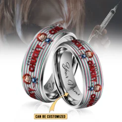 Gleammerch Cult of Chucky Silver Tungsten Rings Gift For Fans