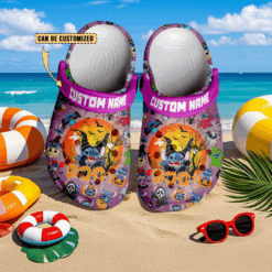 Gleammerch Stitch x Halloween Crocs Crocband Clogs Shoes Comfortable For Men Women and Kids