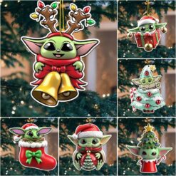Gleammerch Baby Yoda x Christmas Acrylic Ornament Gift For Fan