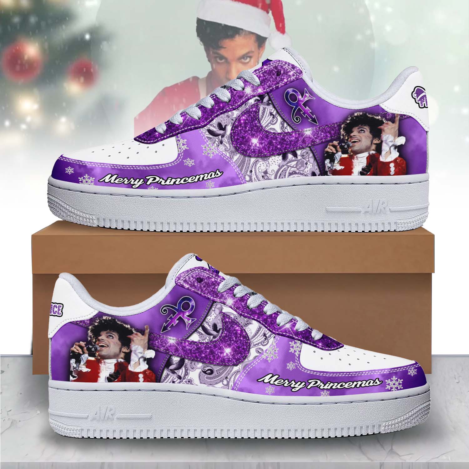 Gleammerch Prince x Christmas Air Low-Top Sneakers Shoes For Men And Women