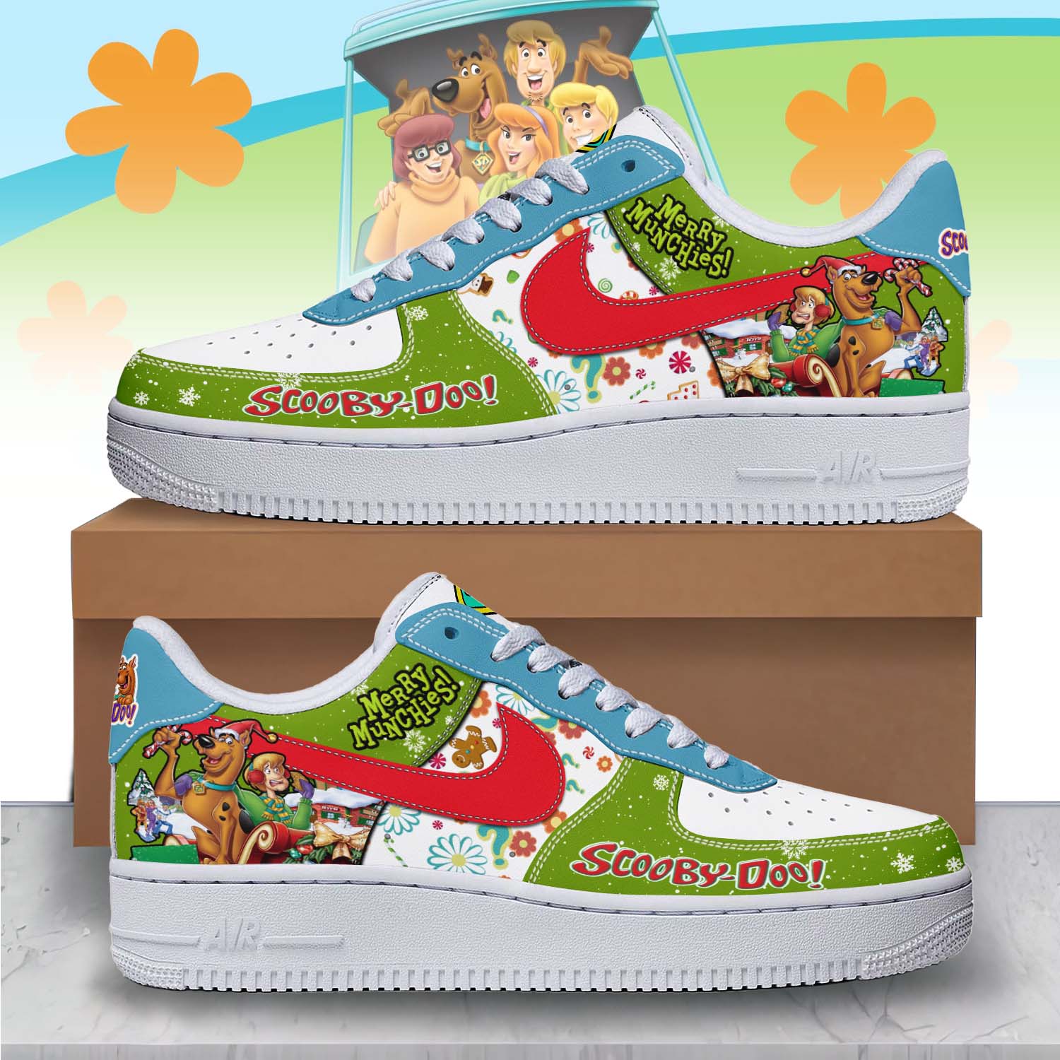 Gleammerch Scooby-doo x Christmas Air Low-Top Sneakers Shoes For Men And Women
