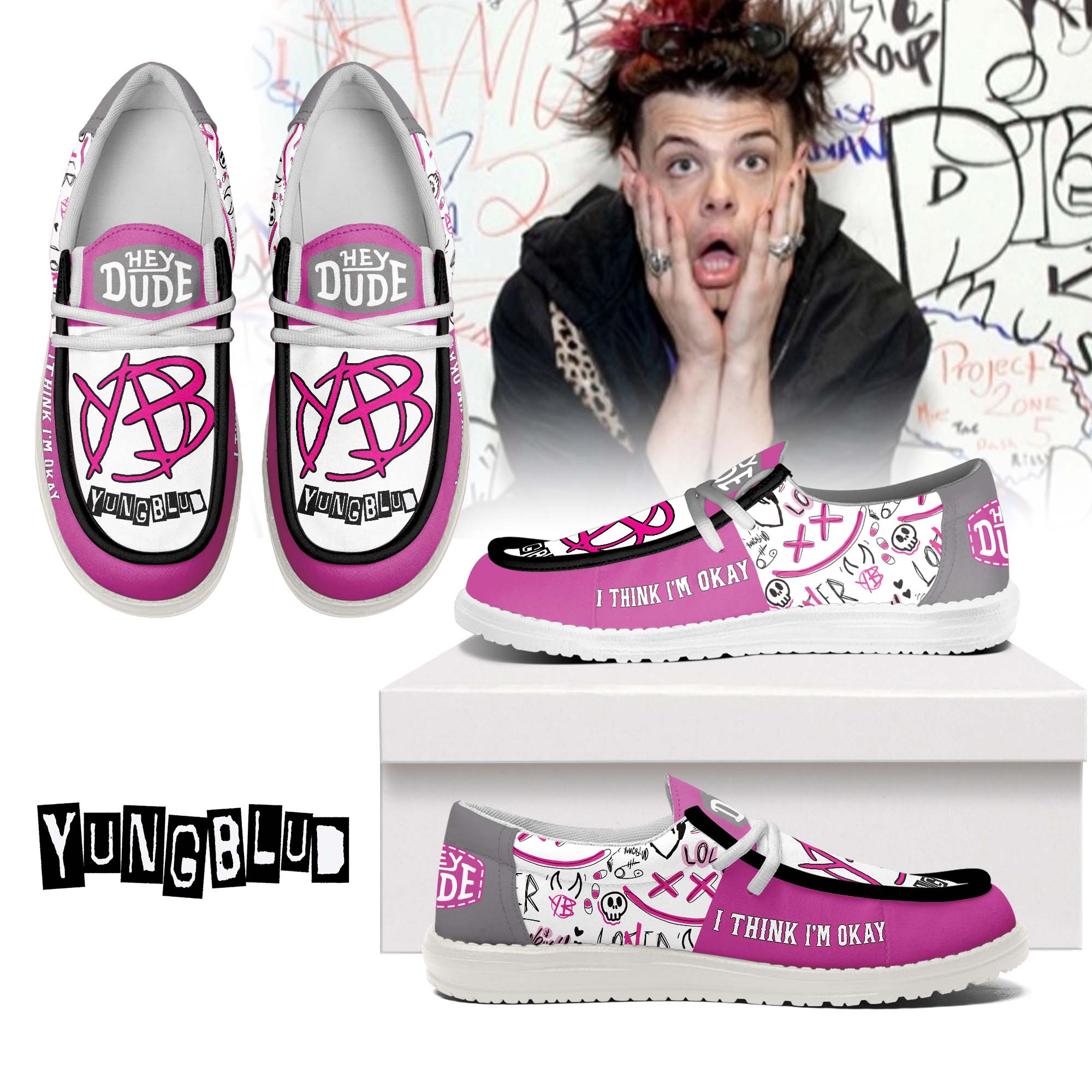 Gleammerch Yungblud Hey Dude Shoes For Men And Women