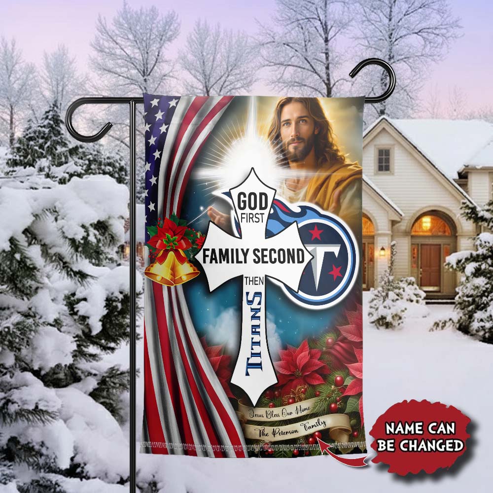 Gleammerch Tennessee Titans Jesus Christ Garden Flag Gift For Fan
