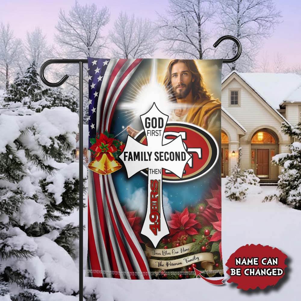 Gleammerch San Francisco 49ers Jesus Christ Garden Flag Gift For Fan