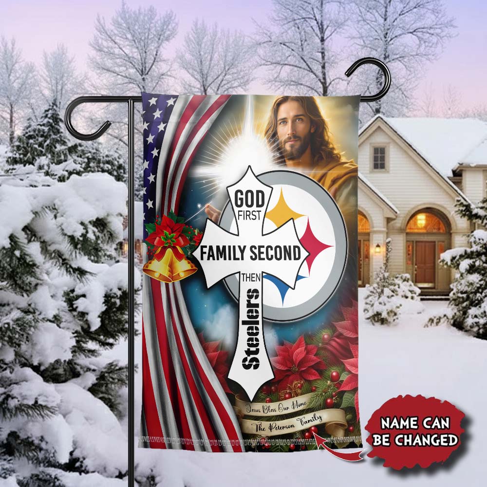 Gleammerch Pittsburgh Steelers Jesus Christ Garden Flag Gift For Fan